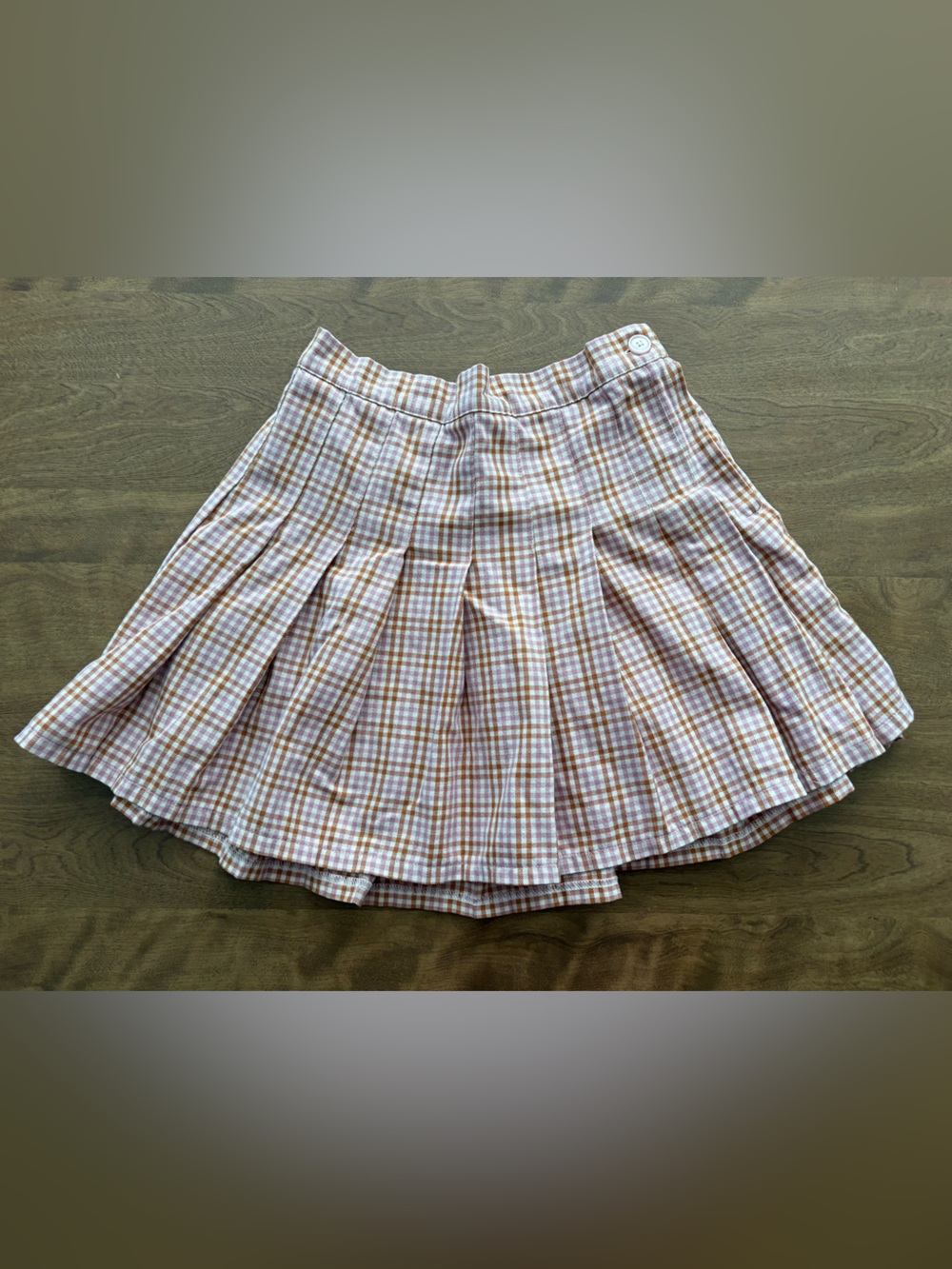 Aerie Class Act Pink and Brown Plaid Pleated Skirt size small